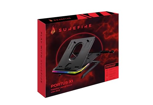 Surefire Portus X1 - Supporto Per Computer Portatile Da 10,17,3", Altezza Regolabile Con Illuminazione Rgb