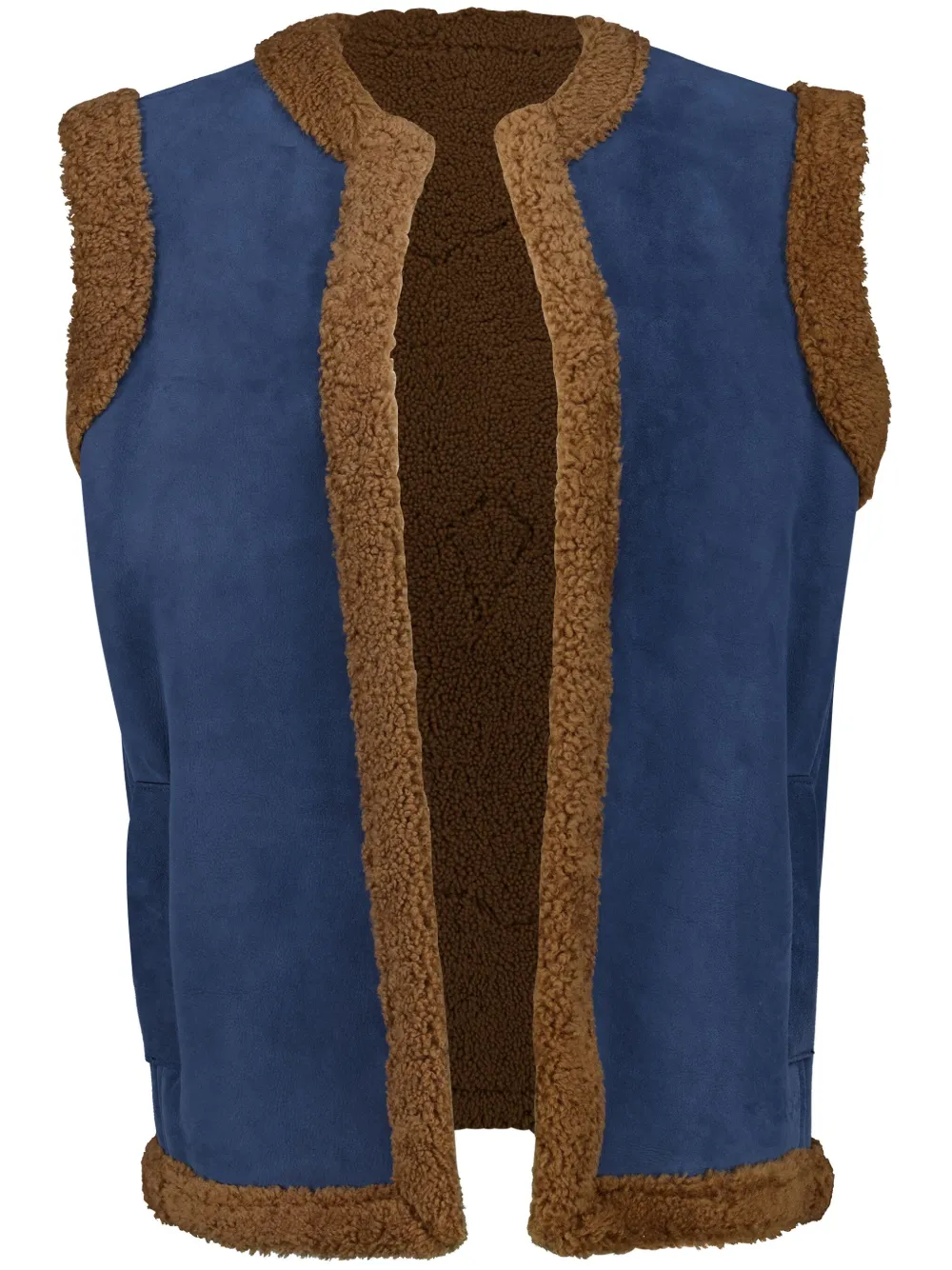 PAULA Gilet con ricamo in shearling - Blu