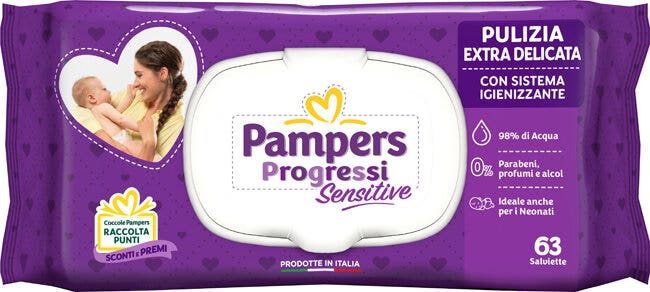 Pampers Progressi Sensitive Salviette Aloe 63 Pezzi