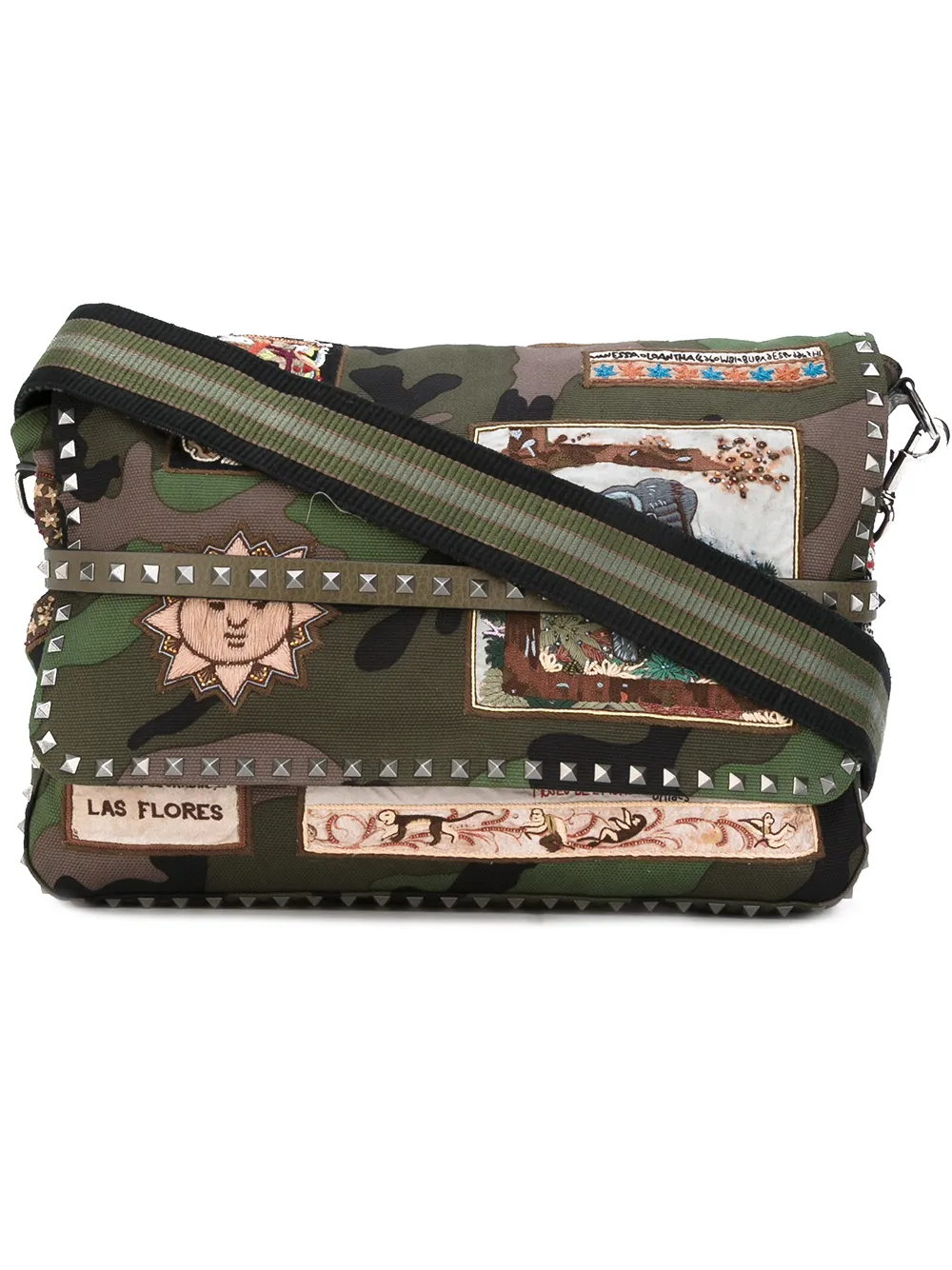 Valentino Garavani Valentino Garavani appliquéd messenger bag - Verde