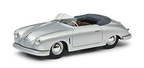Schuco 450913100 Porsche 356 Gmünd Cabrio, Modello Auto Aperta In Scala 1:43, Limited Edition 500, Resina, Argento Metallizzato