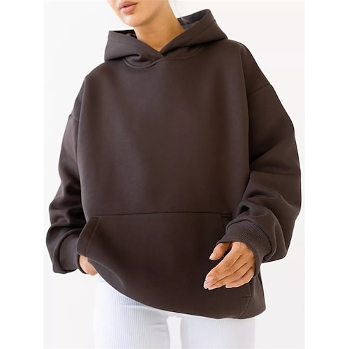 felpa con cappuccio comfry donna tunica manica lunga nera primavera autunno