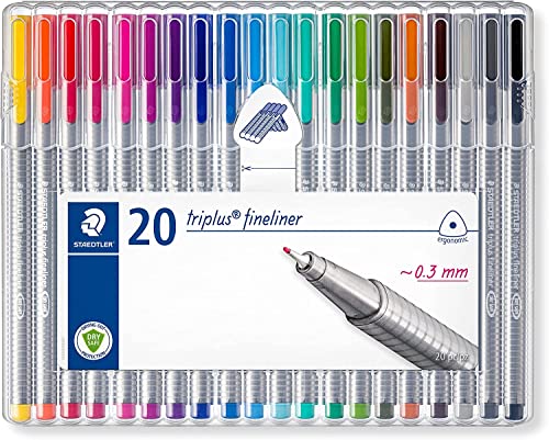 Staedtler 334 Sb20 Triplus Fineliner Triangolare, 0,3 Mm, 20 Pezzi In Espositore Box