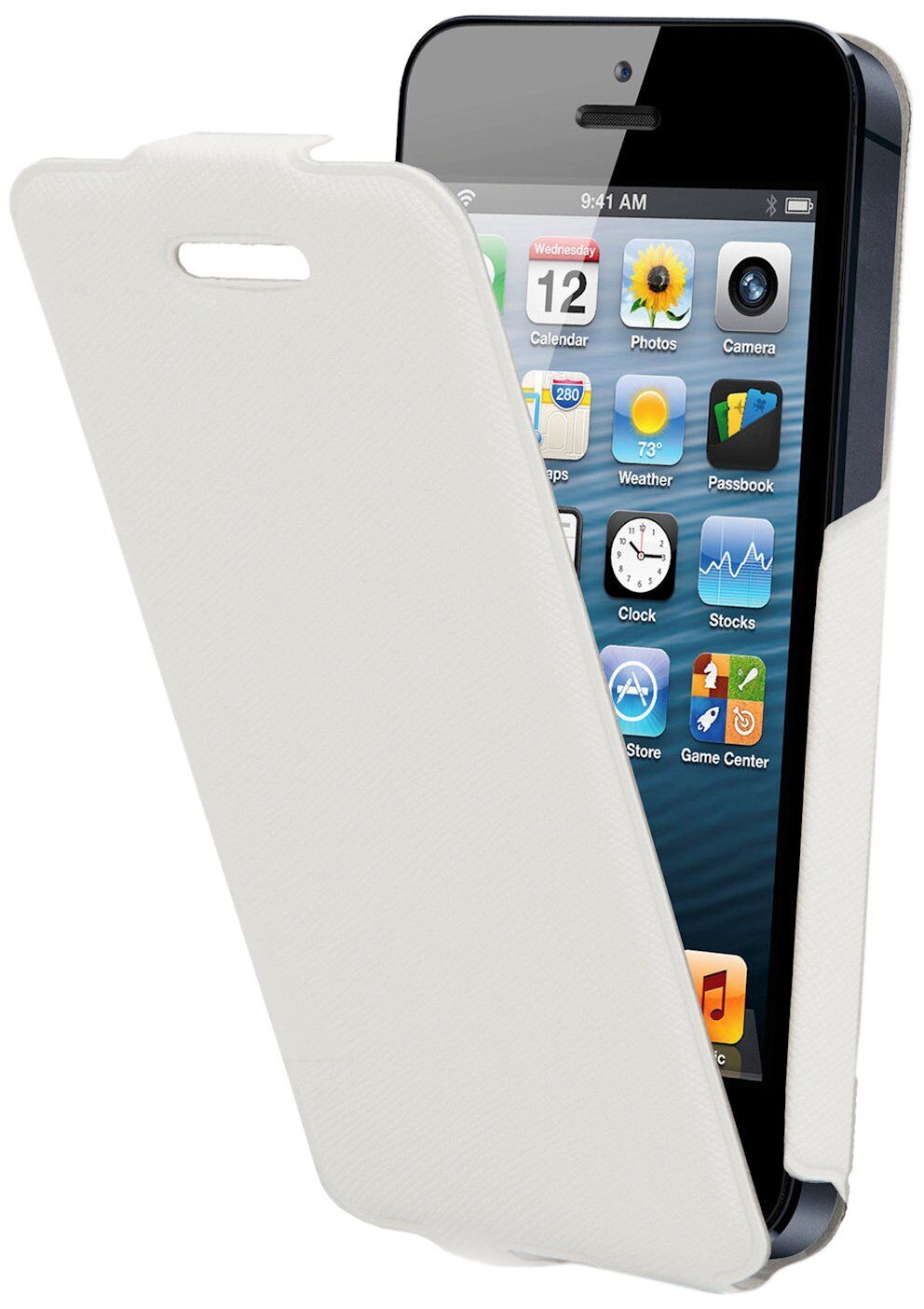 Muvit MUSSL0043 Flip Case with Screen Protector for iPhone 5 White