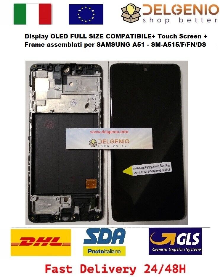 DISPLAY LCD+ TOUCH SCREE+ FRAME PARI A ORIGINALE SAMSUNG A51 SM-A515F/FN/DS NERO