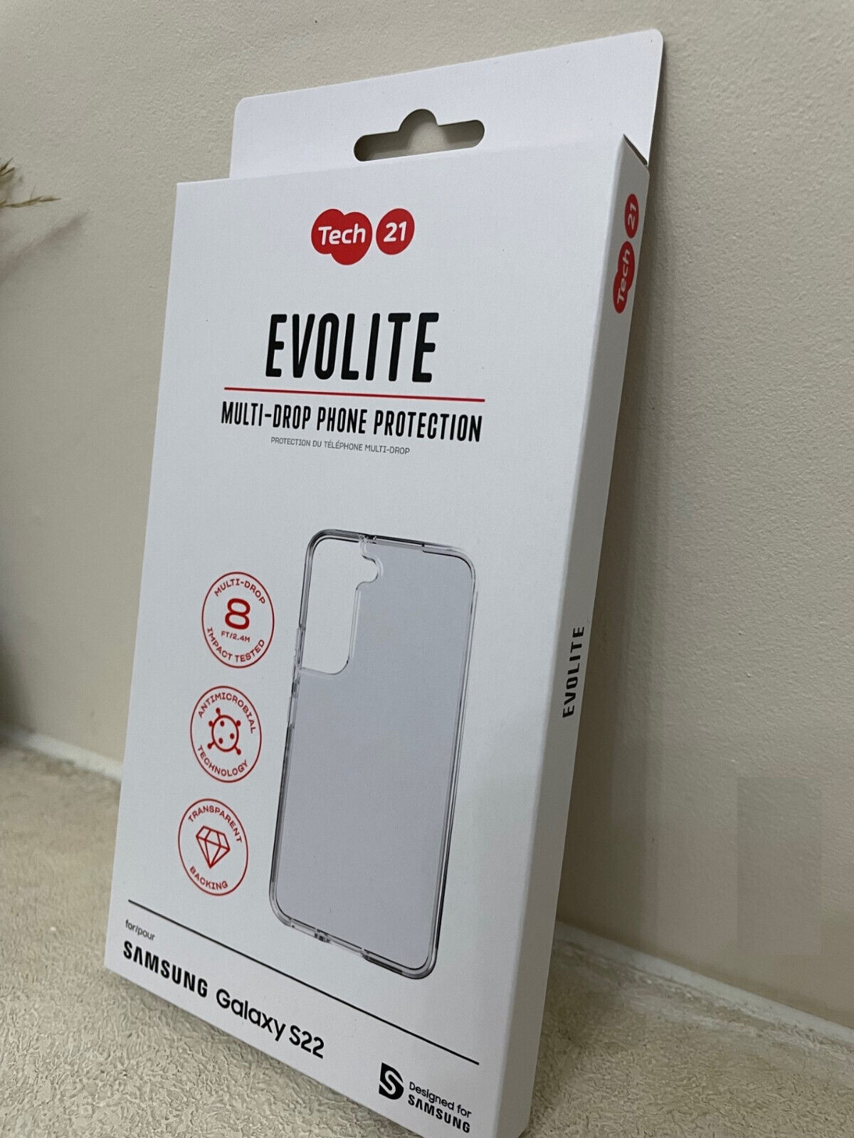 Tech21 Evolite Goccia Resistente Antimicrobico Custodia per Samsung Galaxy S22
