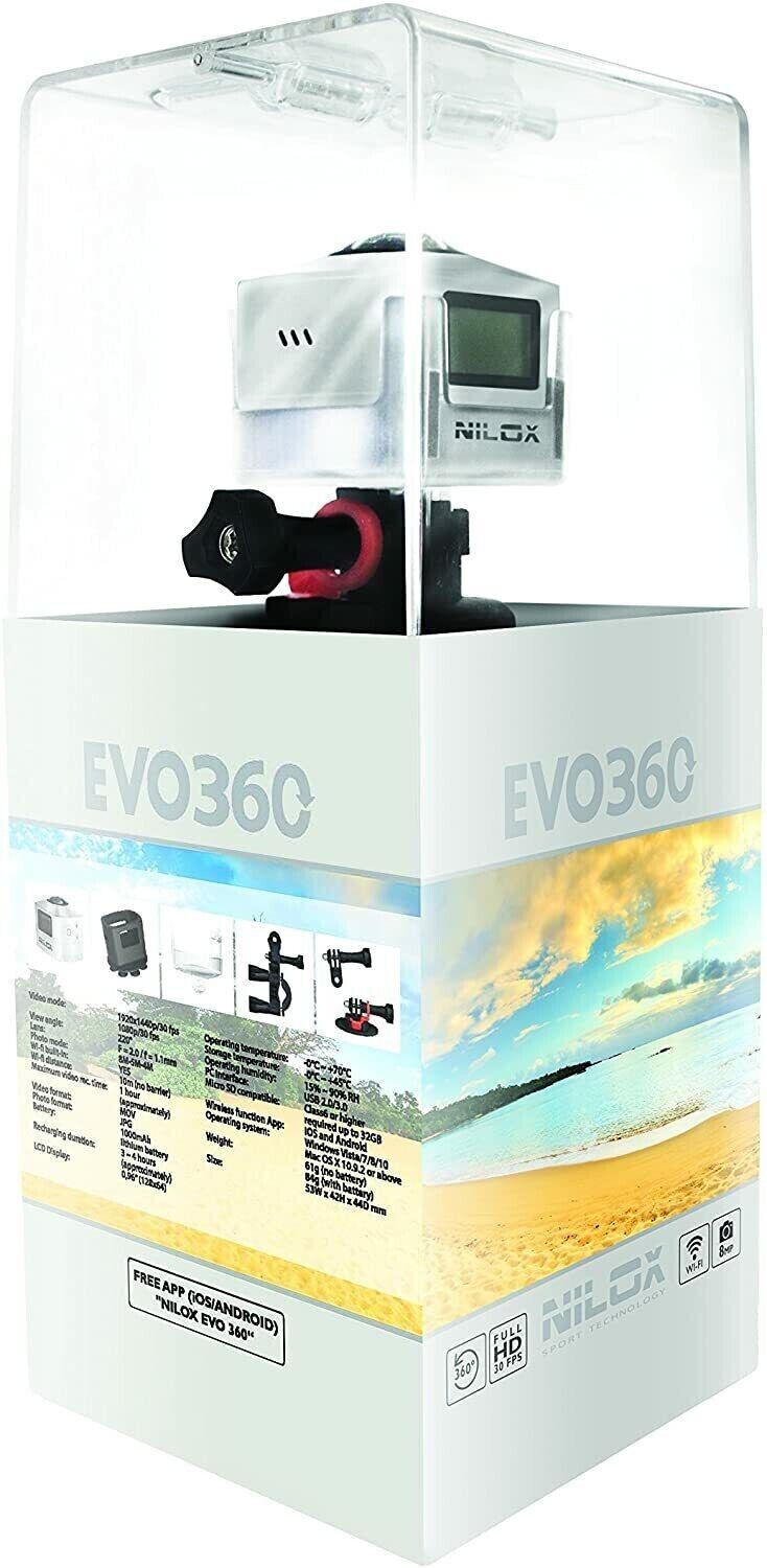 CAMERA NILOX EVO 360 ACTION CAMERA FULL HD 8MP 360 + ACCES. NUOVA DA RIVENDITORE