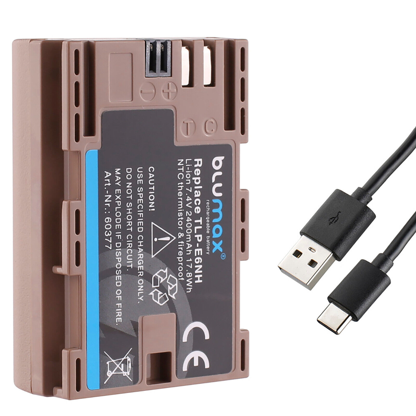 Batteria BLUMAX con USB-C Canon LP-E6NH EOS 5D 6D 7D MARK IV MARK4 3 MK4 2400mA