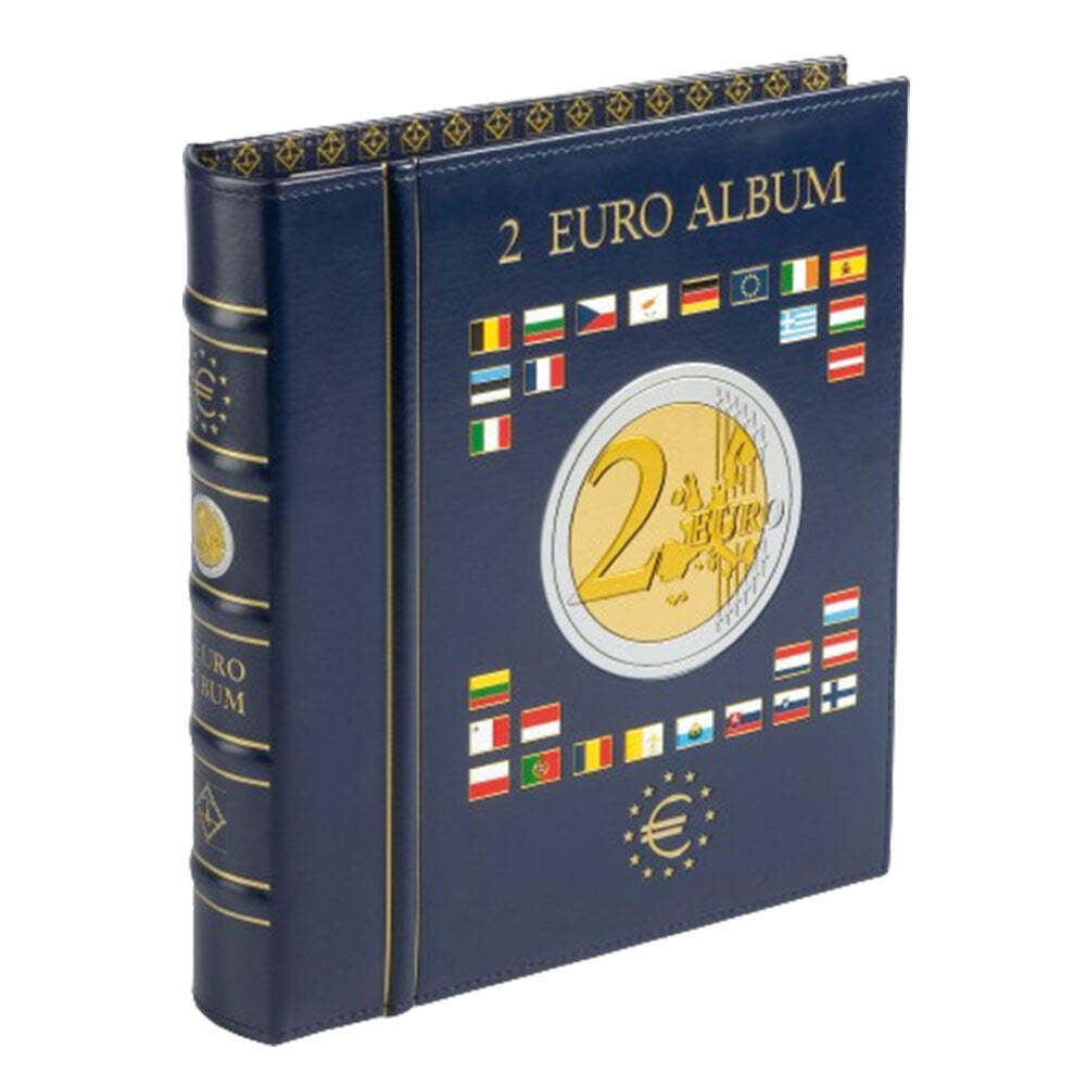 Nuovissimo album per monete da 2 euro Leuchtturm Lighthouse Vista con 4 fogli di