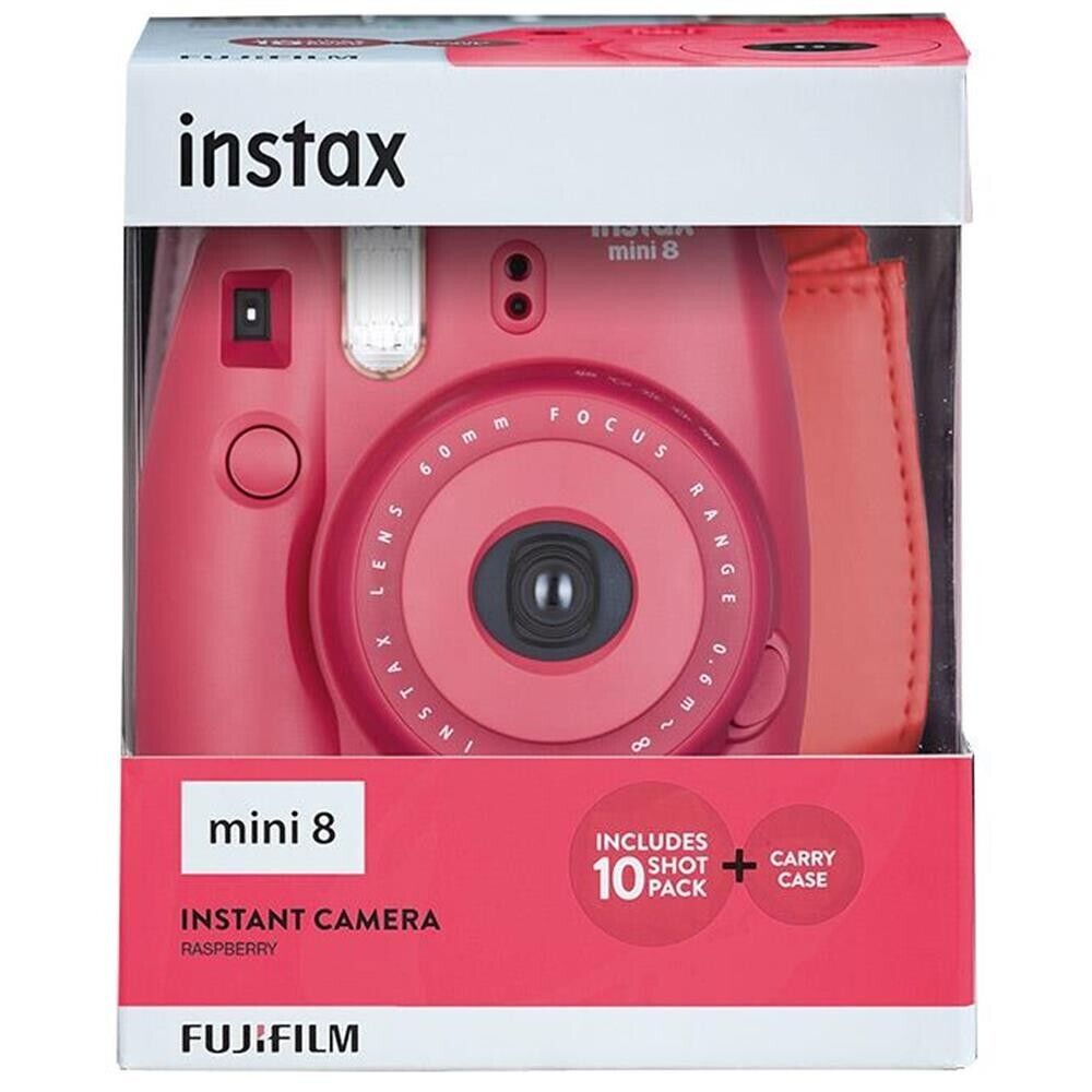 Fuji Mini 8 Fotocamera istantanea Raspberry + Pellicola da 10 scatti + Borsa