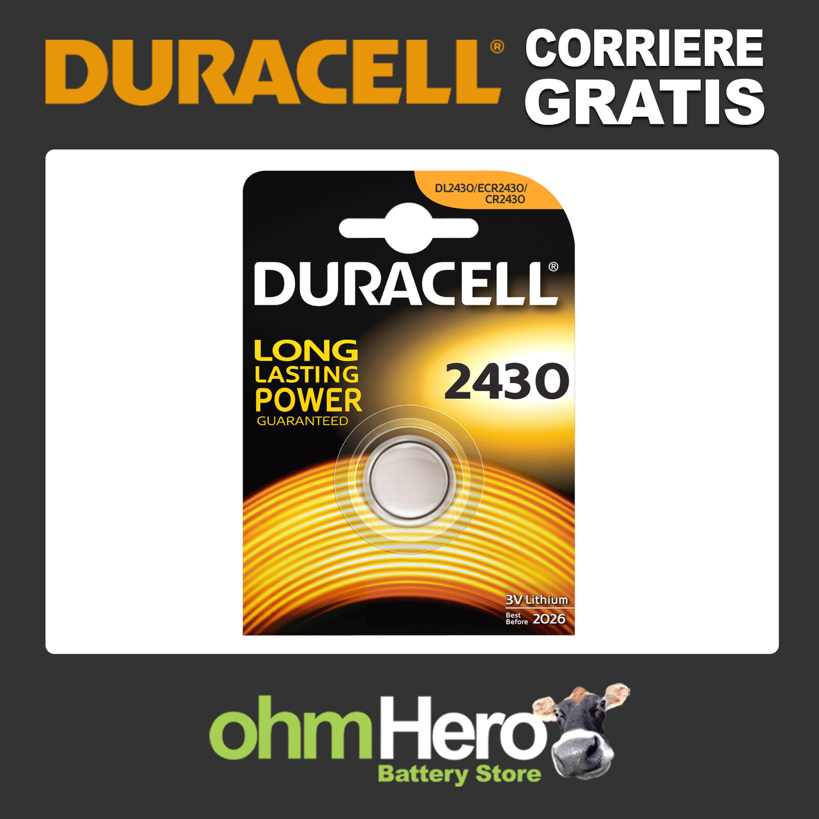 2430 DURACELL CR2430 Batteria a bottone CR 2430 B