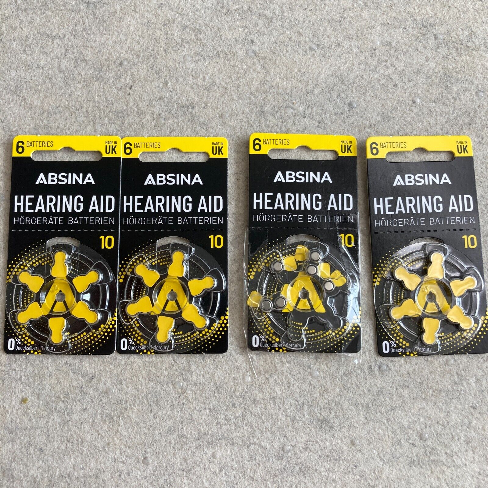 ABSINA Batterie per apparecchi acustici, 10, 24 pezzi, con pellicola. 813827