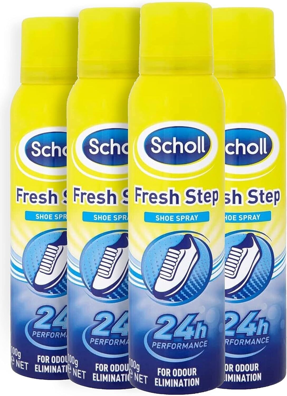 4 PEZZI Scholl Fresh Step shoe spray, 150 ml, confezione da 4