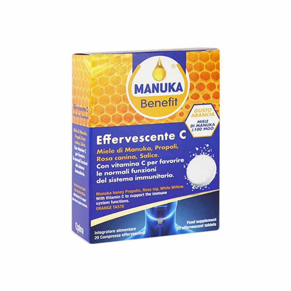 Optima Naturals Manuka Benefit - Effervescente C Integratore, 20 Compresse