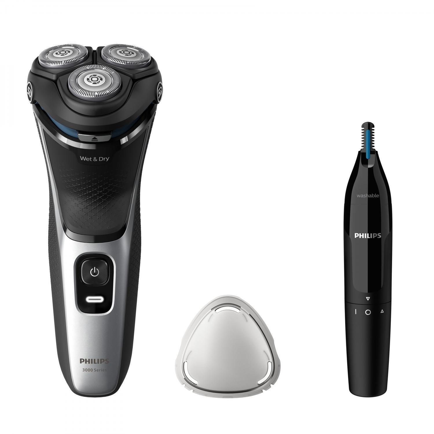 Philips Regolabarba Ricaricabile Testine Flessibili + Rifinitore per Naso Wet&Dr