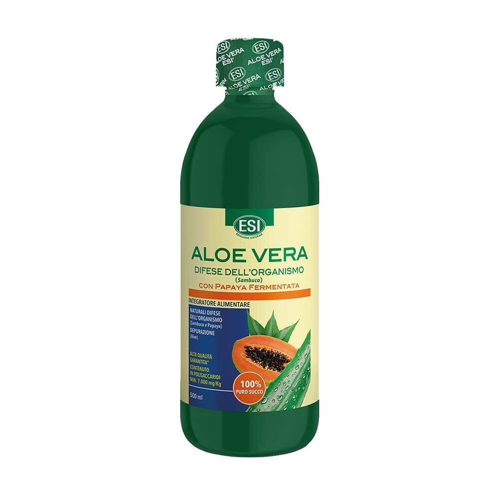 ESI Aloe Vera - Puro Succo Depurativo con Papaya fermentata e Sambuco, 500ml
