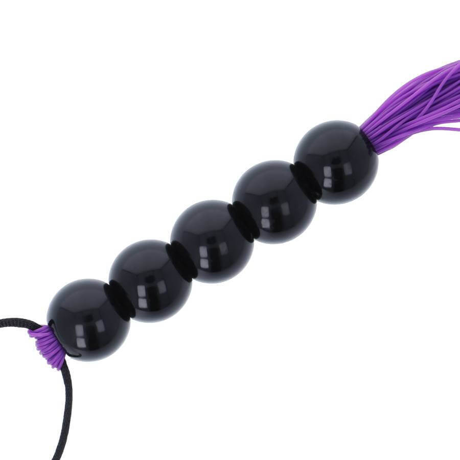 Darkness Bondage Whip - Frusta Viola con Impugnatura a Sfere - 45 Cm