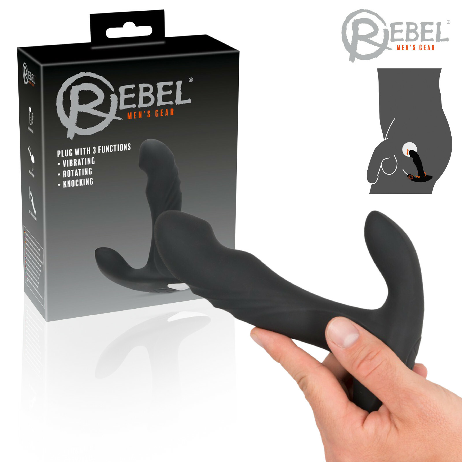 Rebel Prostate Anal Plug Vibrating Rotating Knocking Dildo Anale Vibrante P Spot
