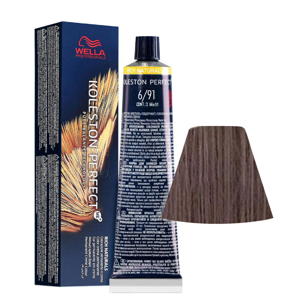 Wella Koleston Perfect Me+ Rich Naturals 6/91 Biondo Scuro Cendrè Cenere 60ml