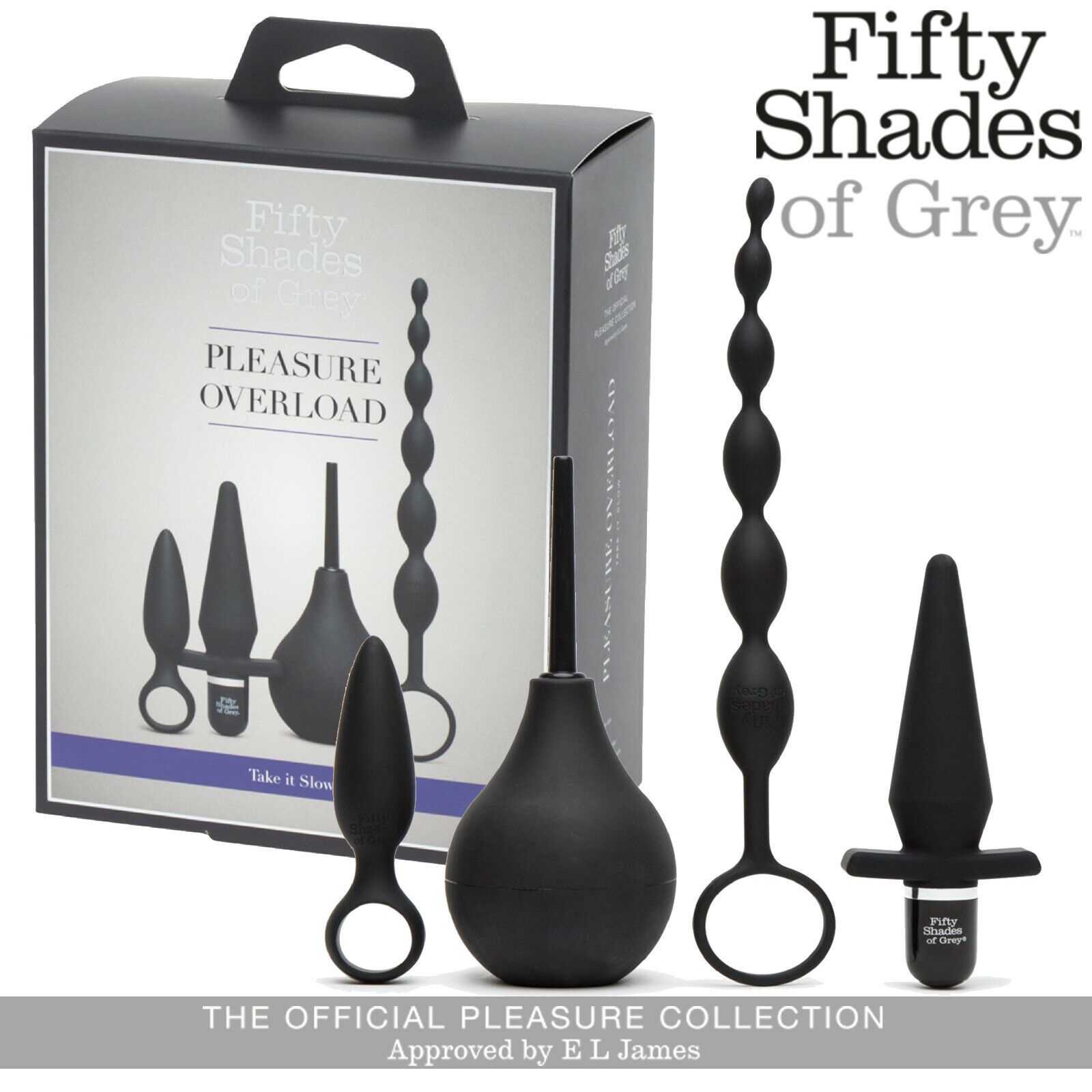 Fifty Shades of Grey Pleasure Overload Take It Slow Starter Anal Kit 4 Piece Set