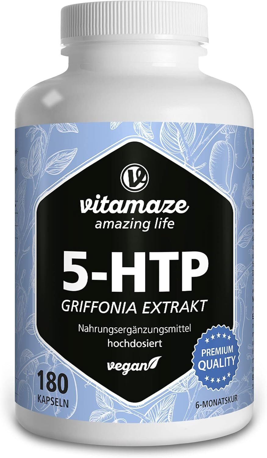 Vitamaze Integratore Griffonia 5-HTP Alto Dosaggio 600 mg 180 Capsule
