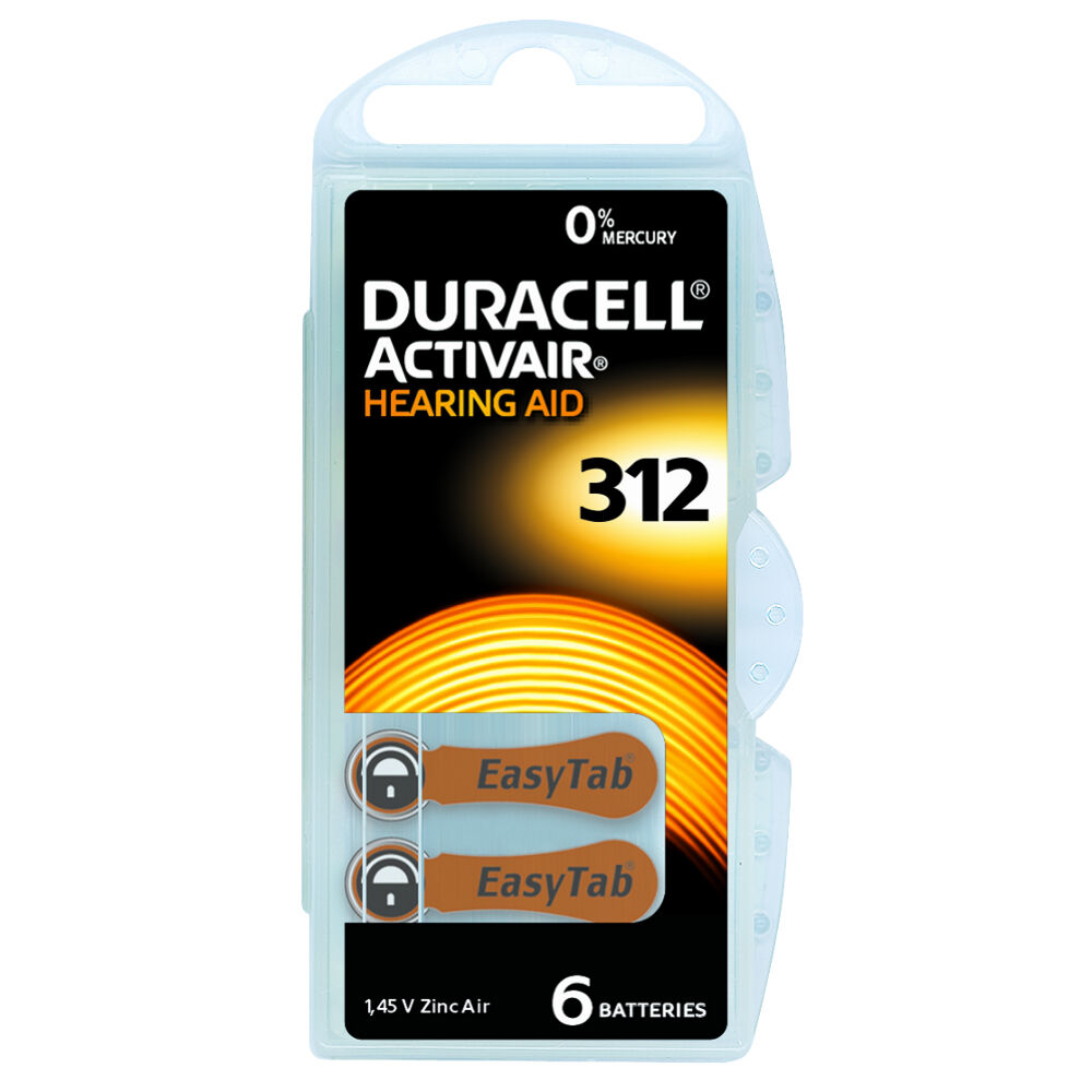 120 pile batterie per protesi acustiche  DURACELL 312   PR41