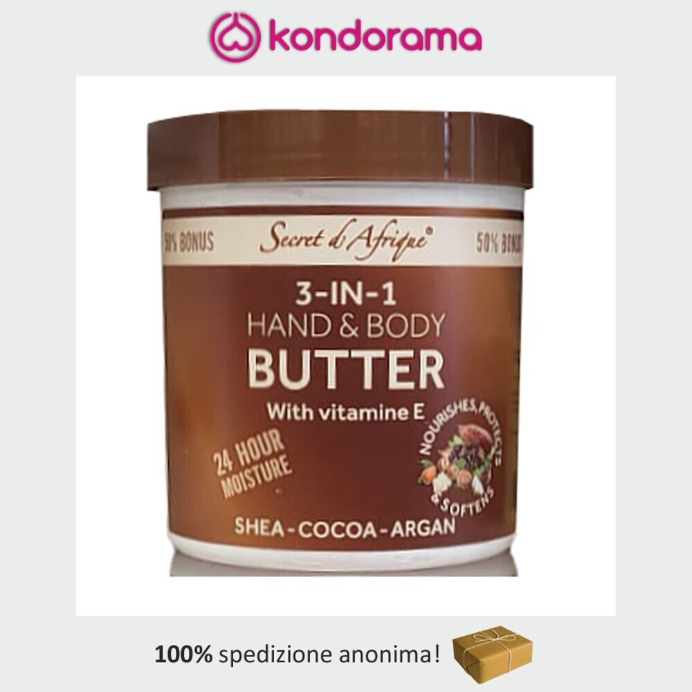SECRET D'AFRIQUE 3-IN-1 HAND & BODY BUTTER WITH VITAMINE E SHEA COCOA ARGAN 360g