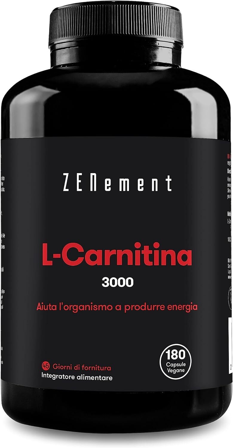 L-Carnitina 3000 mg per dose Aiuta l'organismo a produrre Energia 180 Capsule