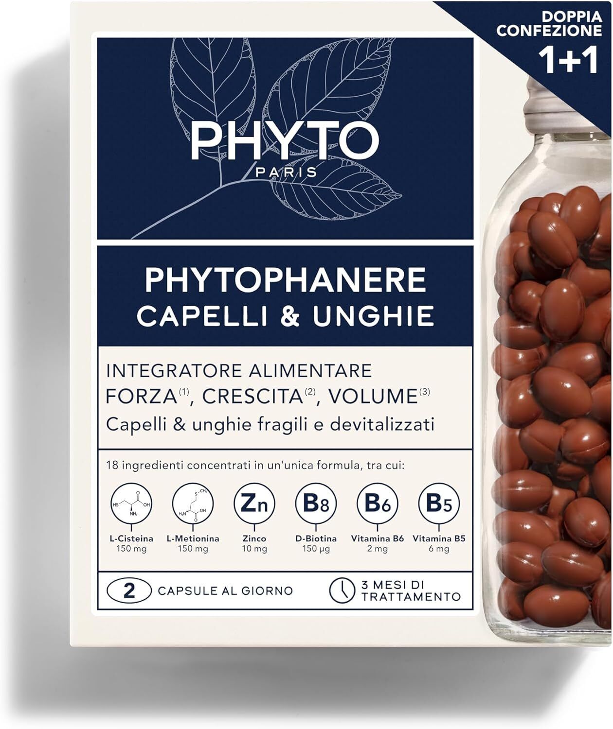 Phyto Phytophanere Integratore Naturale Fortificante, Per Capelli e Unghie .....