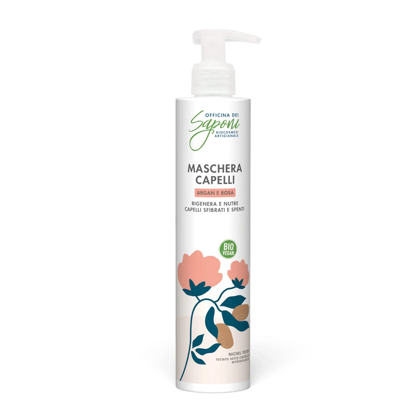 Officina dei Saponi Maschera Capelli Argan e Rosa Rigenerante Nutriente 200 ml