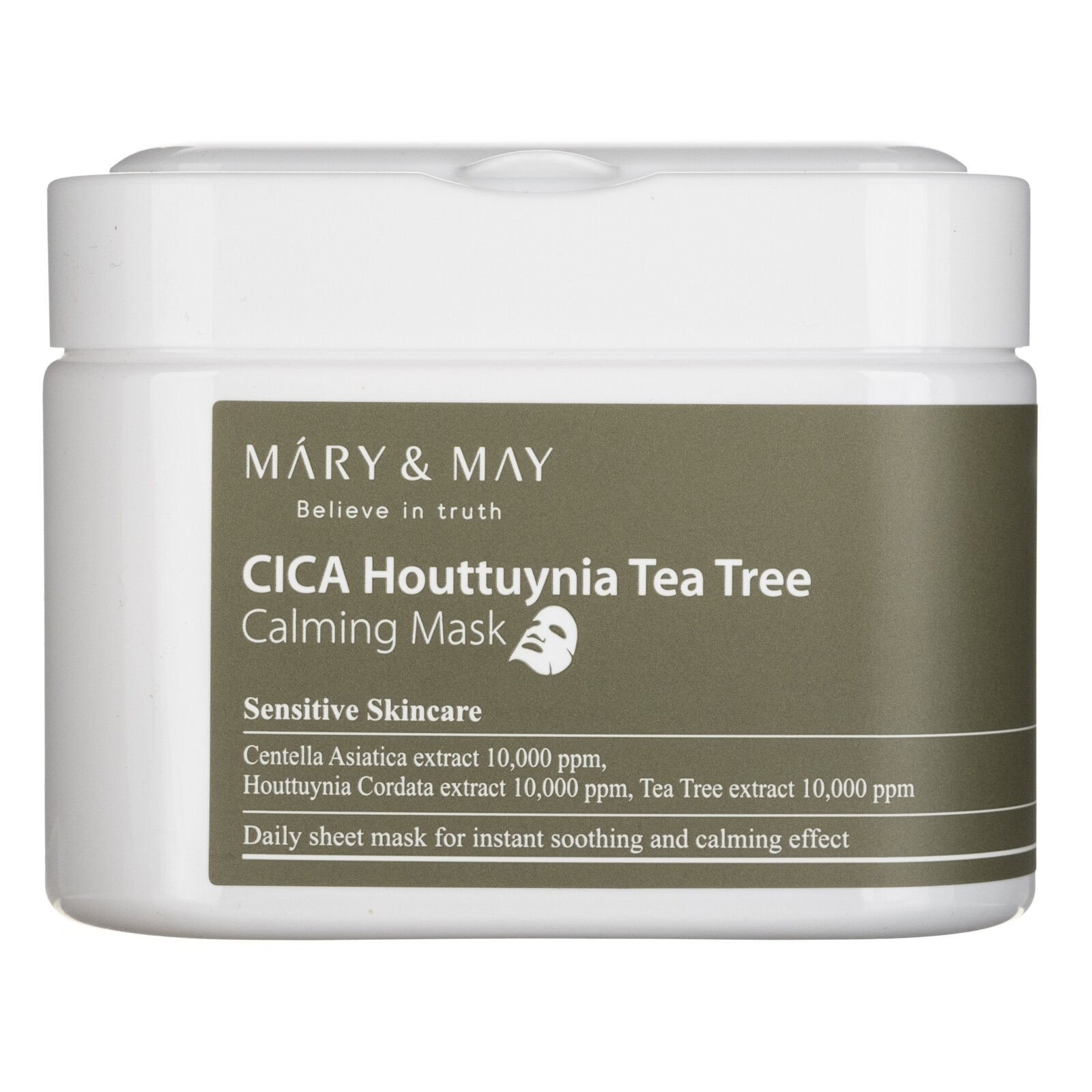 Mary&May CICA Houttuynia Tea Tree Maschere calmanti, 30 pezzi