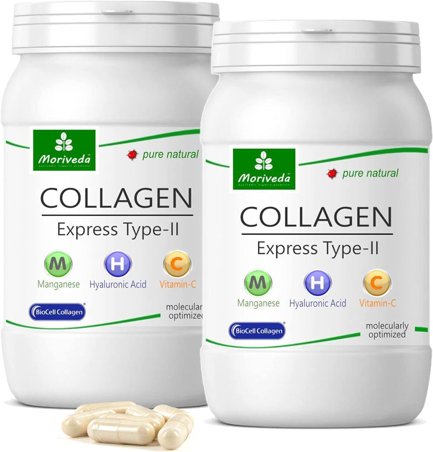 MoriVeda Biocell 1000mg Collagene-II Acido Ialuronico Manganese 120 Capsule
