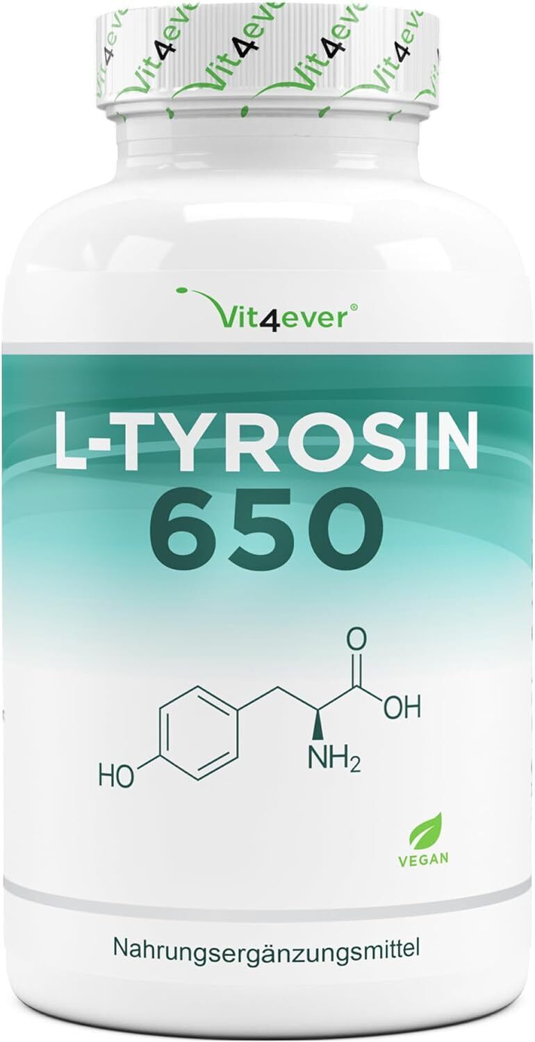 Vit4ever L-Tirosina - 240 capsule vegane - 1300 mg per dose giornaliera -