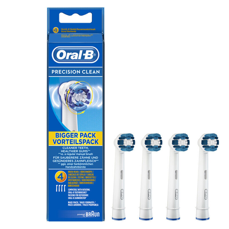 4 Testine di Ricambio ORAL B PRECISION CLEAN per spazzolino elettrico NUOVO