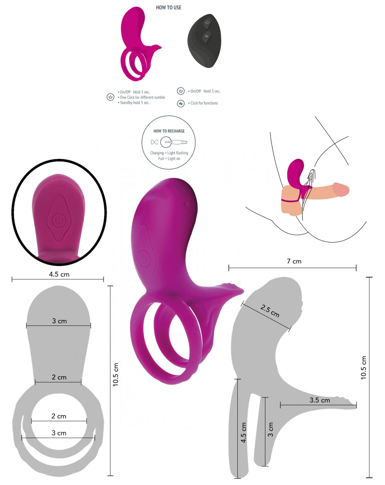 Anello fallico ritardante con mini vibratore stimolatore vibrante clitoride sex