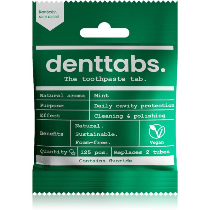 Denttabs Natural Toothpaste Tablets With Fluoride Dentifricio Al Fluoro In Comp