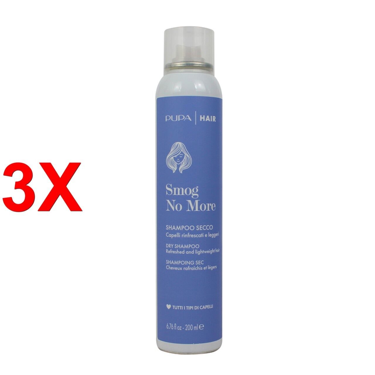 3 X Pupa Hair Smog No More Shampoo Secco - Per Tutti I Tipi Di Capelli 200 Ml