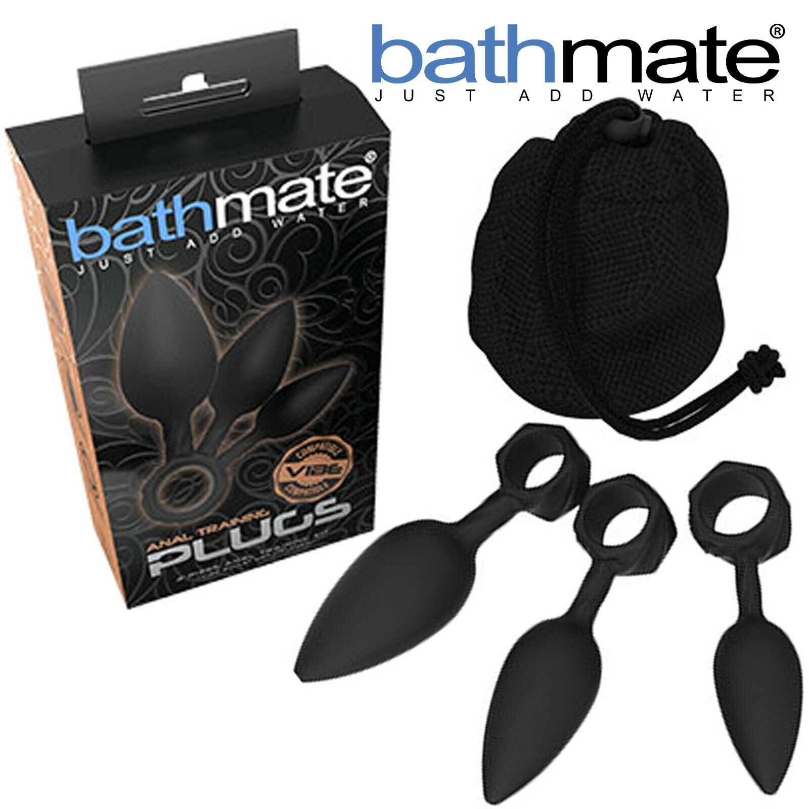 Bathmate Anal Training Plugs Kit 3 Pieces Set Plug Anali 3 Pezzi Dilatatori Toys