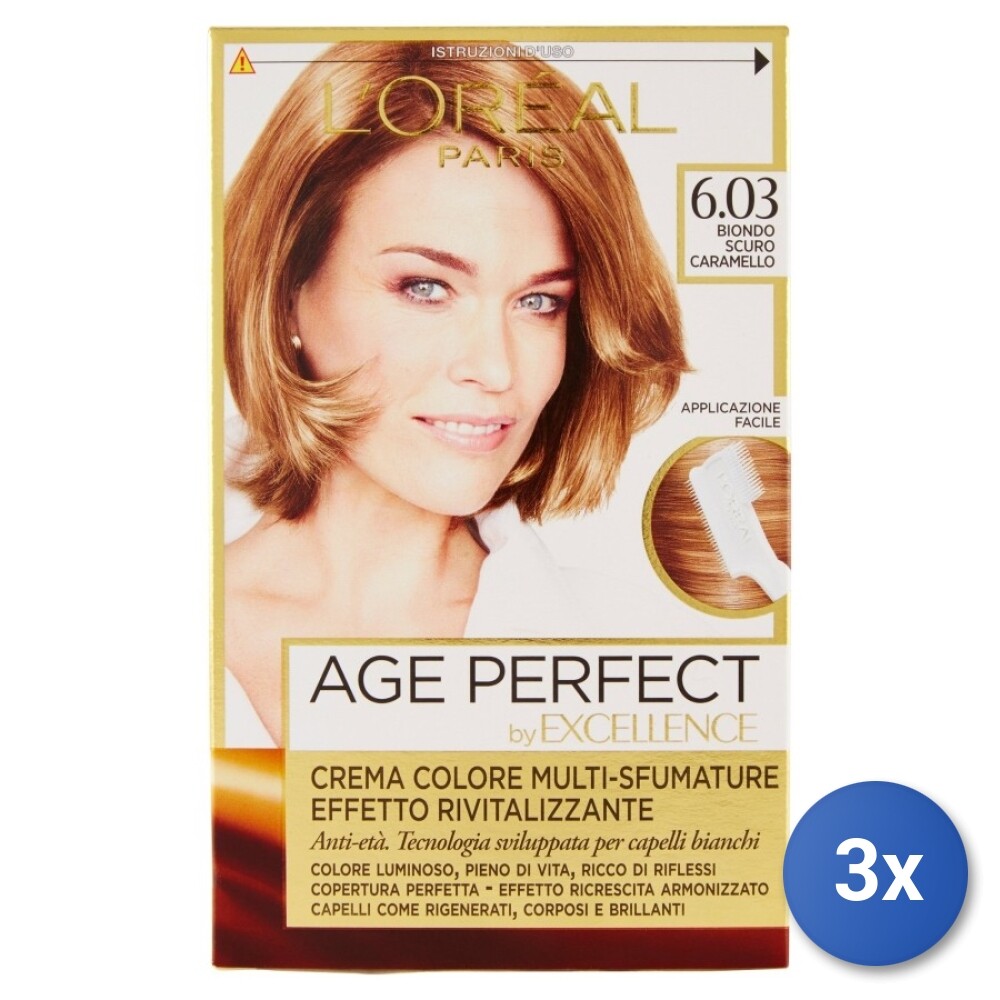3x L’Oréal Paris Age Perfect By Excellence, 6.03 Biondo Scuro Caramello