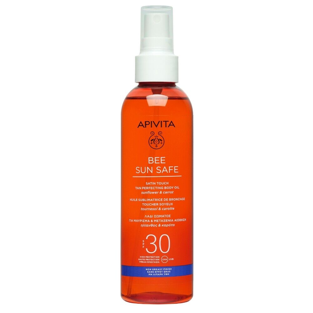 Apivita Bee Sun Safe - Satin Touch Olio Corpo Abbronzante SPF30, 200ml