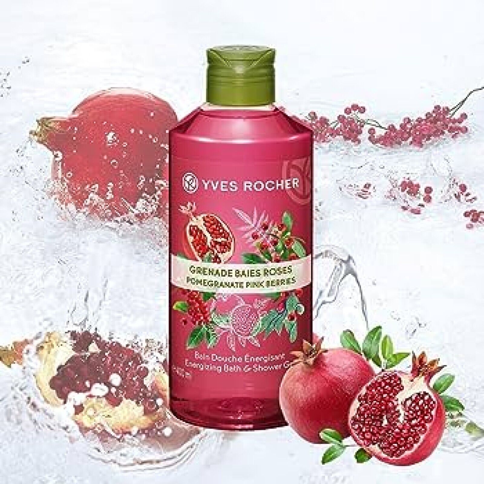 Yves Rocher Gel Doccia  Melograno Bagno Energizzante Menta Piperita Aloe Vera...