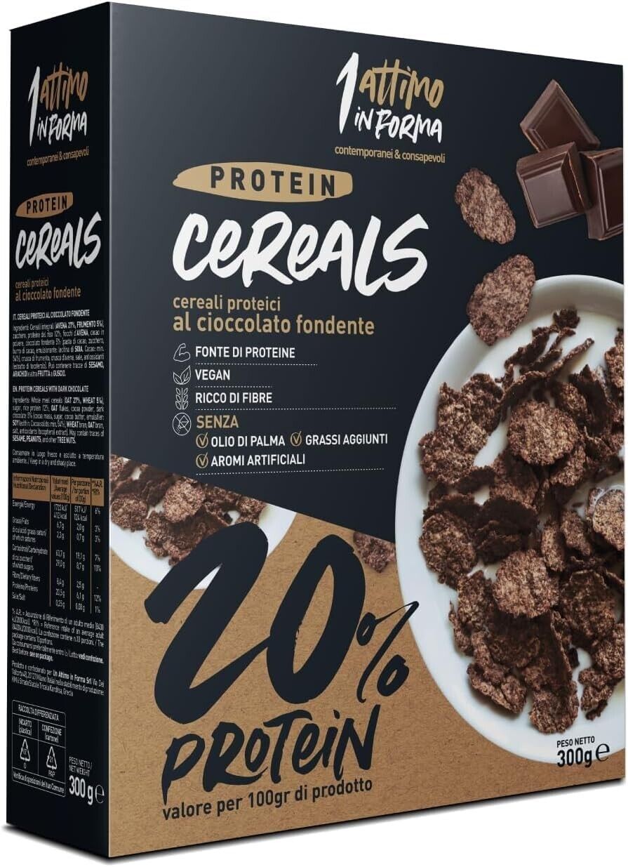 Cereali Proteici 20% Cioccolato Fondente Vegano 300g - Pack da 3 Confezioni