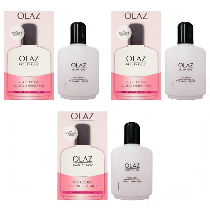 3 OLAZ BEAUTY FLUID Viso Corpo Lozione IDRATANTE pelle normale/secca/mista 100ml
