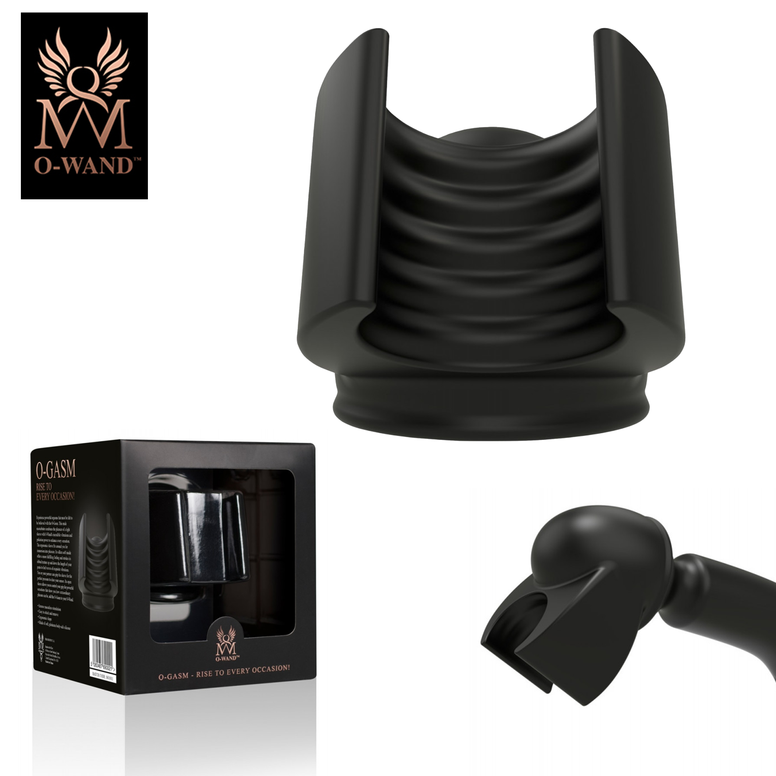 O-Gasm Accessorio in Silicone Nero per Massaggiatore O-Wand con Scanalature