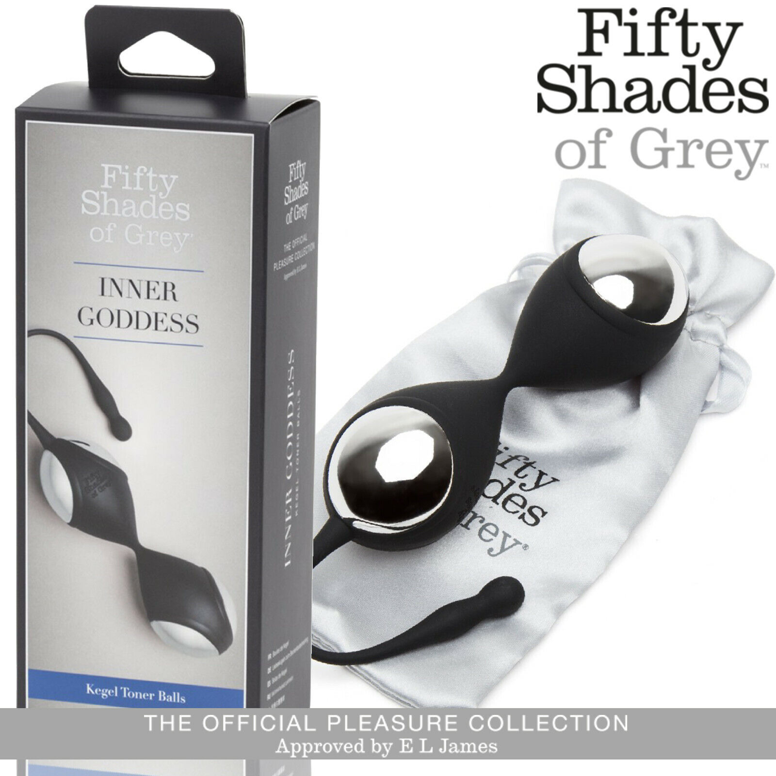 Fifty Shades of Grey Kegel Toner Balls for Women - Metal Silver Ben Wa Balls
