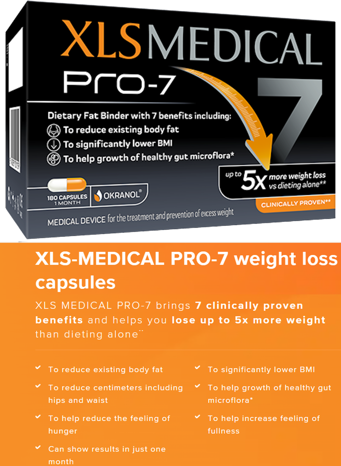 XLS Medical PRO-7 - Pillole per la perdita di peso 180 capsule