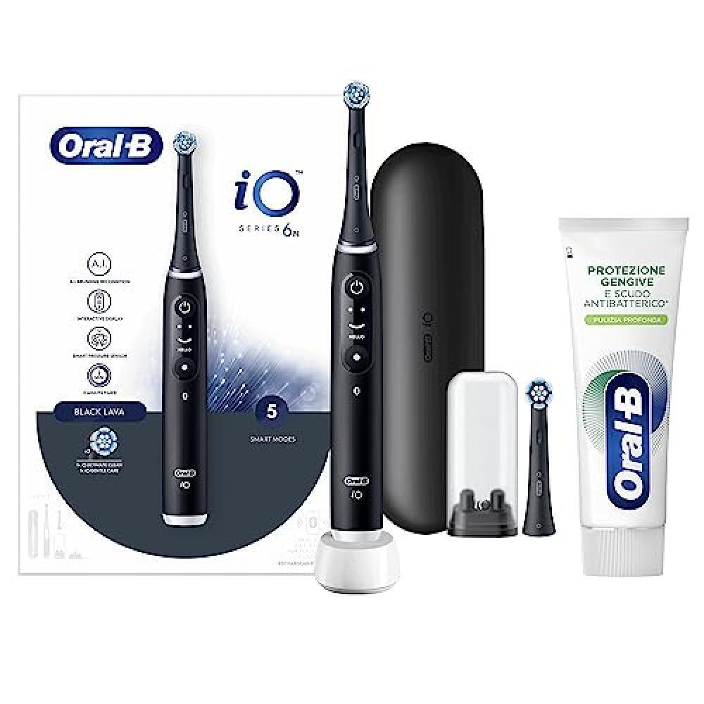 Oral-B Spazzolino Elettrico Ricaricabile iO6 Nero con Custodia da Viaggio, 1 Spa