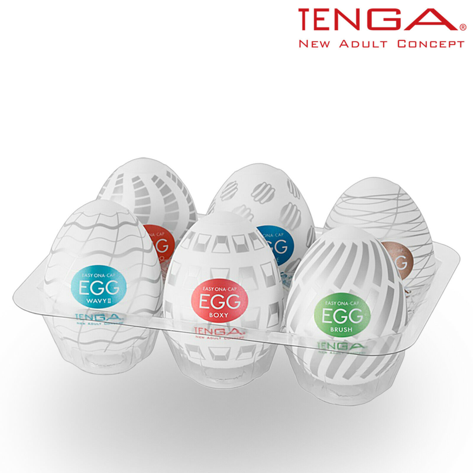 Tenga Egg Variety Pack New Pack of 6, Wave II/Boxy/Brush/Tornado/Sphere/Silky II