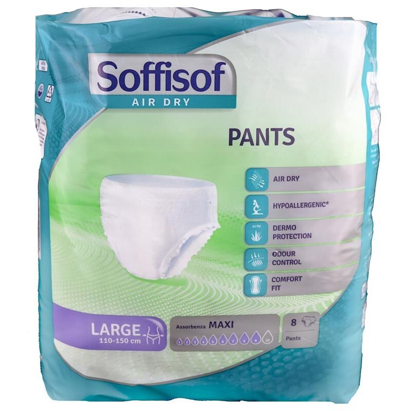 SOFFISOF PANNOLONI A MUTANDA AIR DRY PANTS TAGLIA L MAXI 8PZ