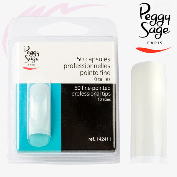 PEGGY SAGE Kit 50 Capsule Professionale Gel UV 142411 Punta Fine 10 Taglie